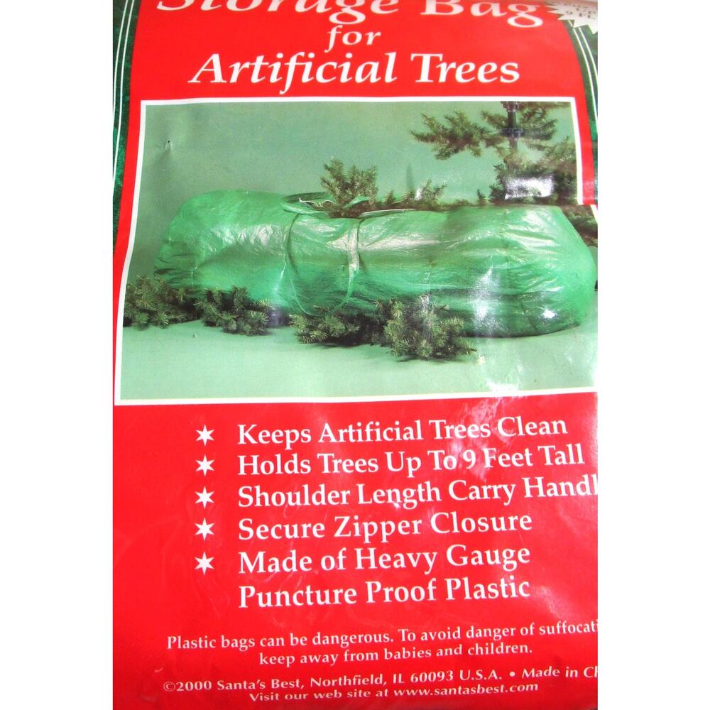 Santa’s Best Artificial Christmas Tree Storage Bag to 9 ft Heavy Gauge Plastic